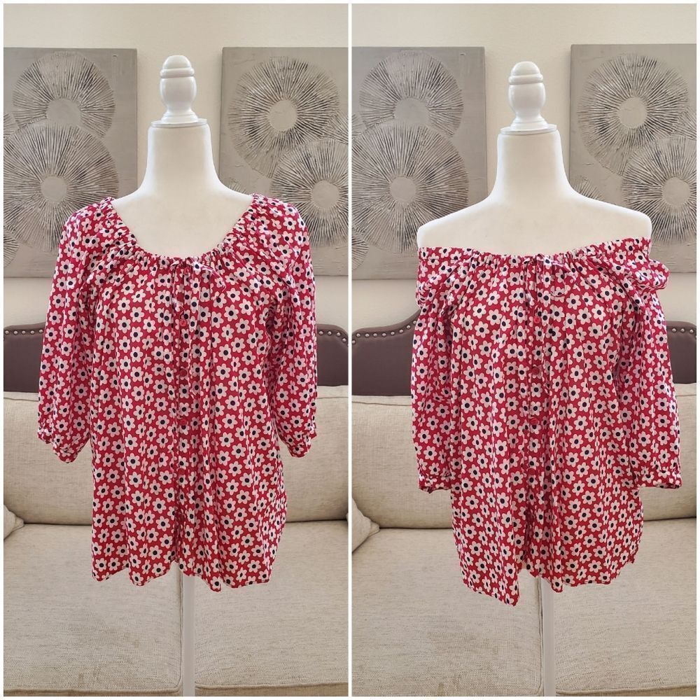 Love Moschino On/Off Shoulder Blouse Sz 10